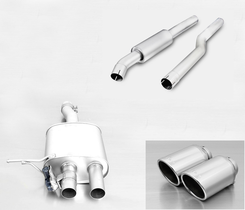 REMUS Sportauspuff / Anlage 70mm ab Kat. für: MINI Cooper S - F56 / 2.0T - 141 kW | mit Endrohren 2x 102 rund,schräg - verchromt / ESD mit Klappe (öffnen ist verboten) 4-stufige Fernbedienung mit Stellmotor sep. erhältlich (+ Fr. 690.-)