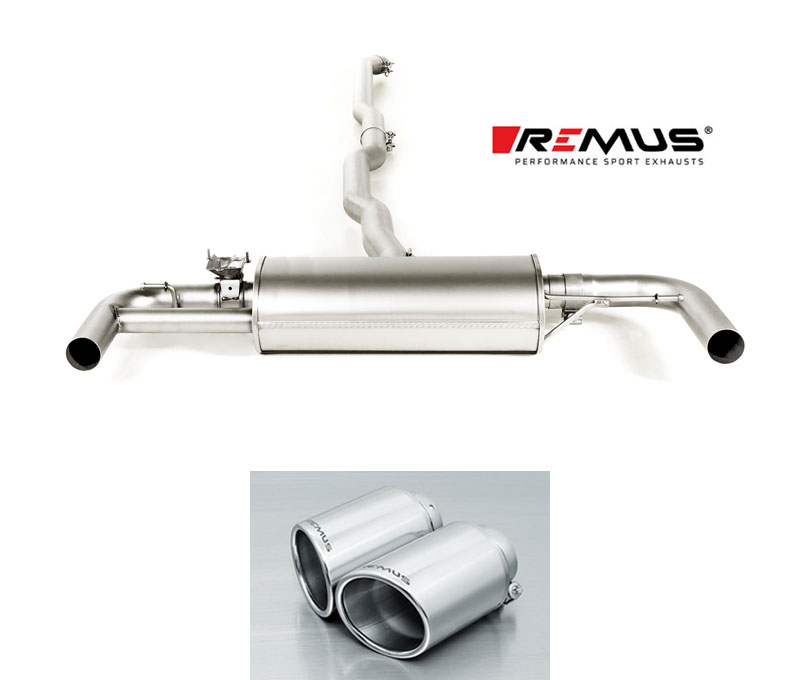 REMUS Sportauspuff / Duplex-Anlage 70mm ab Kat. für: MINI Clubman Cooper S - F54 / 2.0T - 141 kW, ohne OPF | Endrohre 2x 102 rund, schräg - verchromt / ESD mit Klappe (öffnen auf öffentl. Strassen verboten).