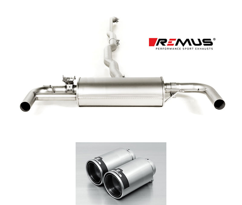 REMUS Sportauspuff / Duplex-Anlage 70mm ab Kat. für: MINI Clubman Cooper S - F54 / 2.0T - 141 kW, ohne OPF | Endrohre 2x 98 rund, Street Race / ESD mit Klappe (öffnen auf öffentl. Strassen verboten).