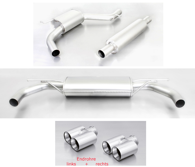 REMUS Sportauspuff / Duplex-Anlage 65mm ab Kat. für: SEAT Leon Cupra 265,280,290 - 5F /  2.0TSI - 195,206,213 kW | Endrohre 4x 76 rund, versetzt, verchromt