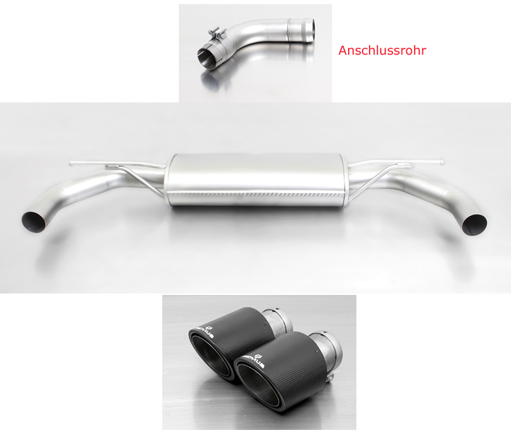 REMUS Sportauspuff / Duplex-ESD 70mm für: VW Golf 7 GTI - AU / 2.0TFSI - 162,169 kW | Endrohre 2x 102 rund, schräg, Titan/Carbon