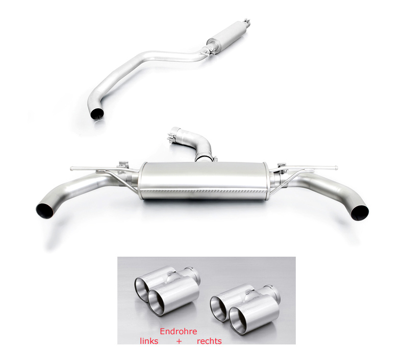 REMUS Sportauspuff / Duplex-Anlage 70mm ab Kat. für: SEAT Leon Cupra 300 - 5F /  2.0TSI - 221 kW | Endrohre 4x 76 rund, versetzt - verchromt