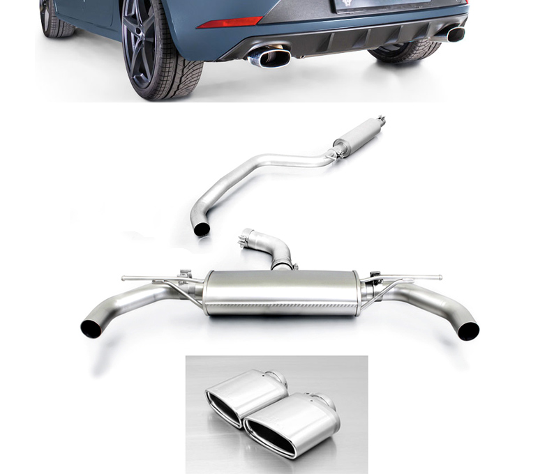 REMUS Sportauspuff / Duplex-Anlage 70mm ab Kat./OPF für: SEAT Leon Cupra 290 - 5F / 2.0TSI - 213 kW, mit OPF | Endrohre 2x 142x72 flachoval, schräg, schräg, verchromt