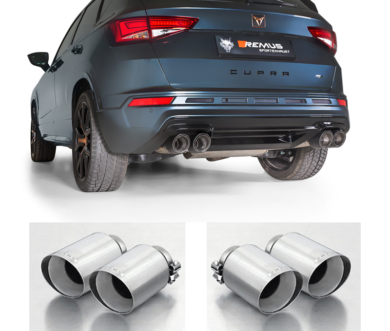 REMUS Sportauspuff / Duplex-Anlage 76mm ab Kat./OPF für: CUPRA Ateca / 2.0TSI - 221 kW | Endrohre 4x 102 rund, schräg  |  mit 2 Klappen