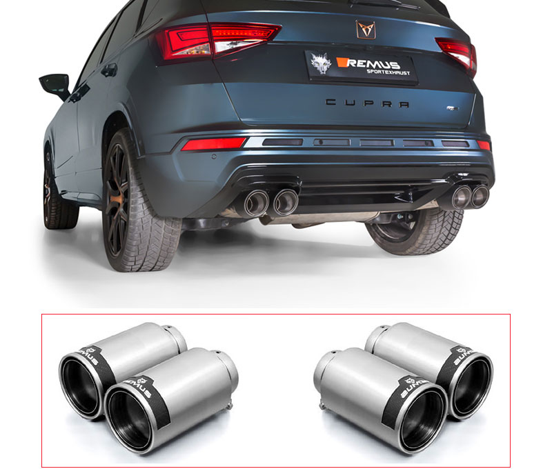 REMUS Sportauspuff / Duplex-Anlage 76mm ab Kat./OPF für: CUPRA Ateca / 2.0TSI - 221 kW | Endrohre 4x 102 rund - Street Race  |  mit 2 Klappen