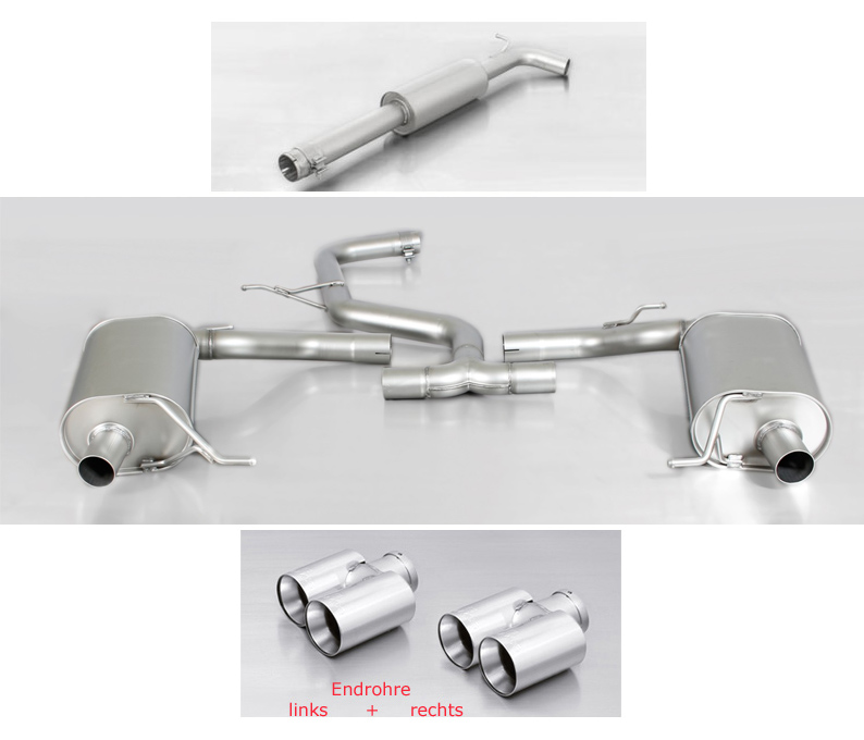 REMUS Sportauspuff / Duplex-Anlage 65mm ab Kat. für: SEAT Leon ST Cupra - 5F / 2.0TSI - 195,206,213 kW | Endrohre 4x 76 rund, verchromt