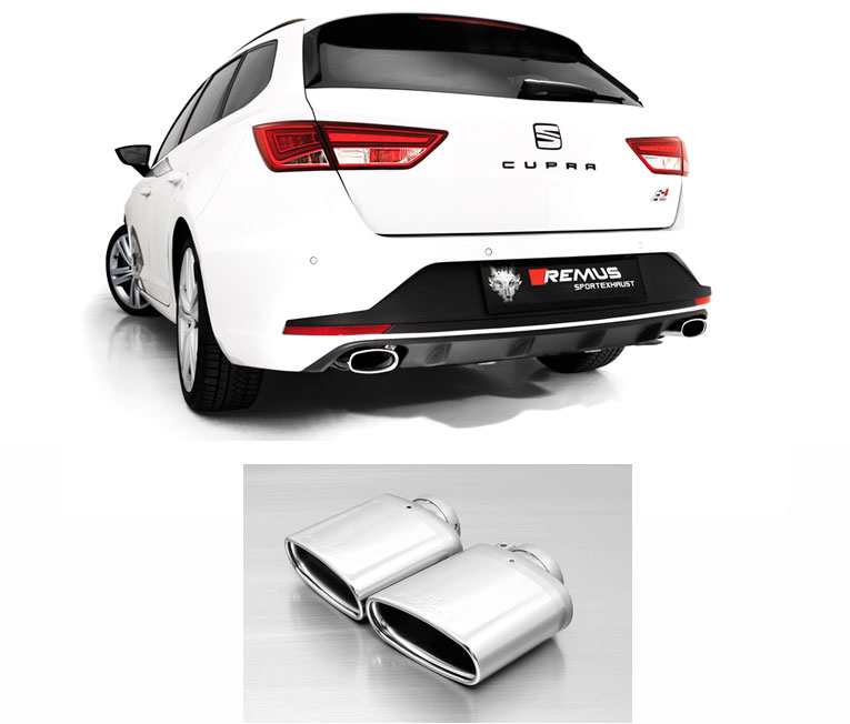 REMUS Sportauspuff / Duplex-Anlage 65mm ab Kat. für: SEAT Leon ST Cupra - 5F / 2.0TSI - 195,206,213 kW | Endrohre 2x 142x72 flachoval, verchromt
