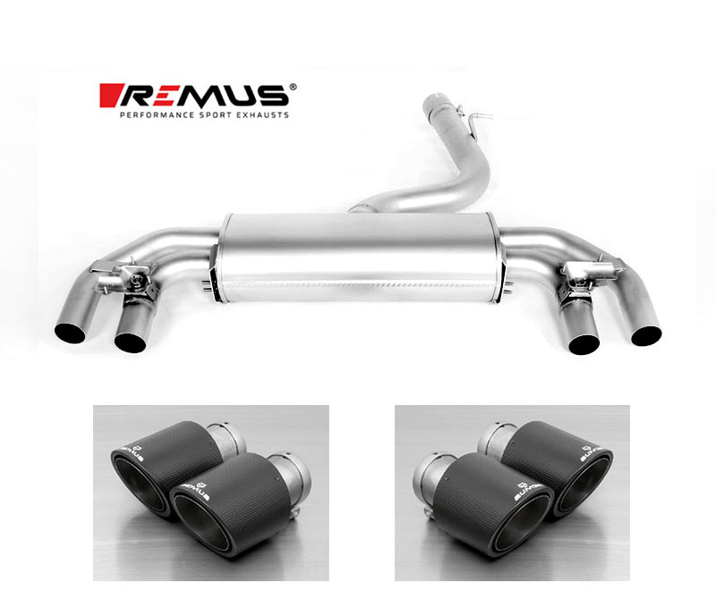 REMUS Sportauspuff / Duplex-ESD für: VW Golf 7 R / 2.0TFSI - 228 kW, ohne OPF | Endrohre 4x 102 rund, Carbon/Titan |  mit Klappen