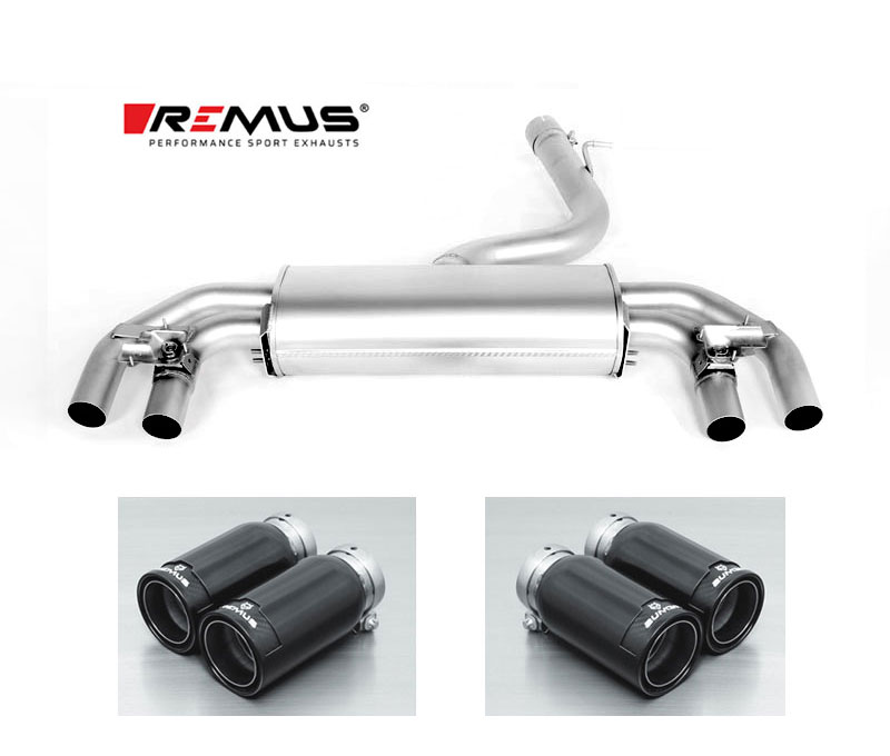 REMUS Sportauspuff / Duplex-ESD für: VW Golf 7 R / 2.0TFSI - 228 kW, ohne OPF | Endrohre 4x 98 rund, Street Race Black Chrom / ESD mit Klappen