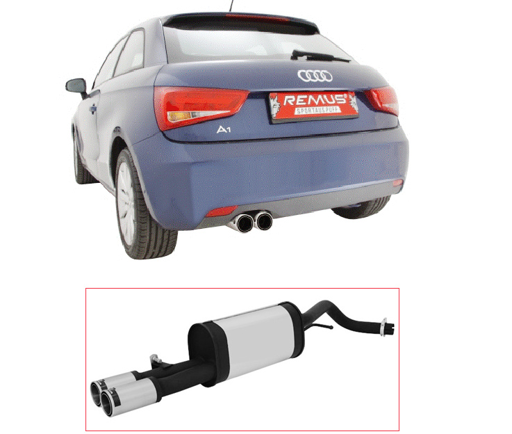REMUS Sportauspuff / ESD Street Race für: AUDI A1 - 8X / 1.2TFSI, 1.4TFSI - 63,77,90 kW | Endrohre 2x 84 mm