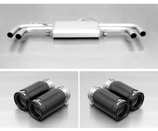REMUS Sportauspuff / Duplex-ESD für: BMW X3 sDrive,xDrive - F25 /  20i,28i,35i,20d,30d,35d - 135,180,225,120,135,140,151,155,190,210,230 kW | Endrohre 4x 84 rund, Street Race Black Chrome / incl. M-Paket / Heckschürze muss ausgeschnitten werden