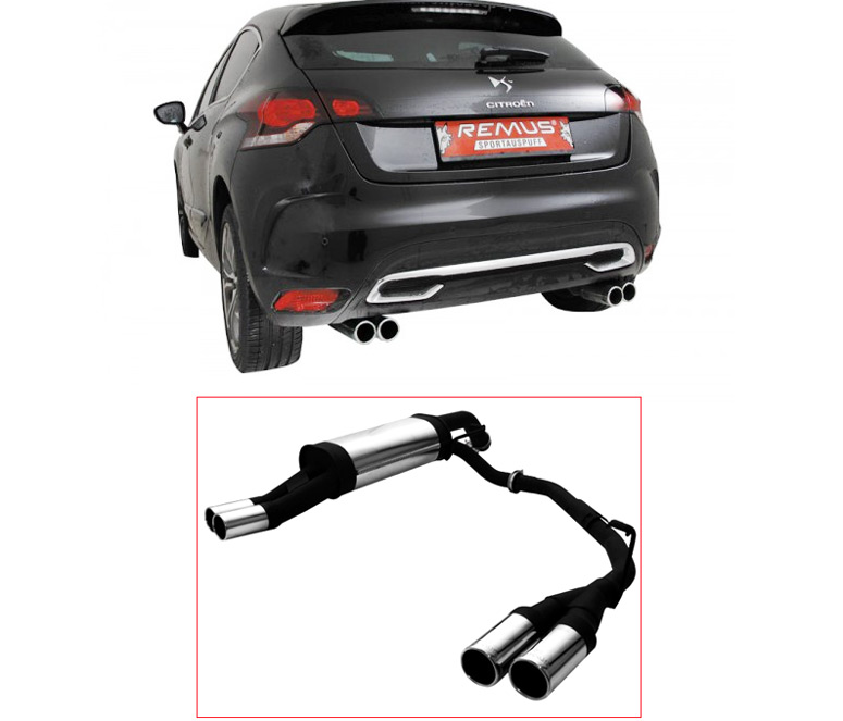 REMUS Sportauspuff / Duplex-ESD für: CITROËN DS4 / 1.6i, 1.6HDI - 88,82 kW | mit Endrohren 4x 76 rund, inkl. Montage-Adapter
