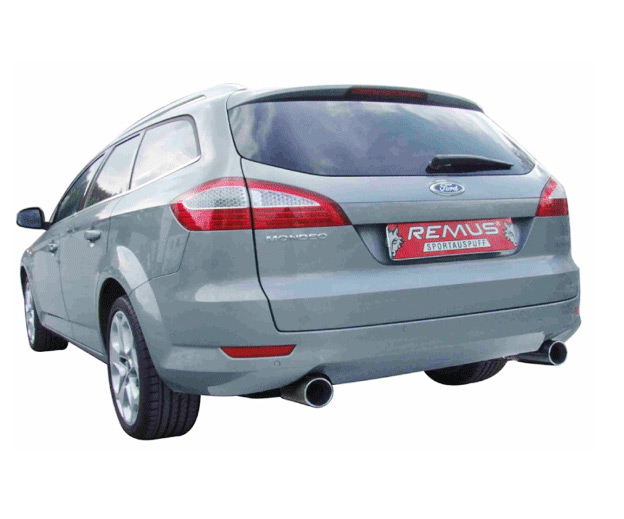 REMUS Sportauspuff / Duplex-ESD für: FORD Mondeo Turnier - BA7 / 2.5T - 162 kW | mit Endrohren 2x 102 mm rund / Heckschürze muss nachgeschnitten werden.