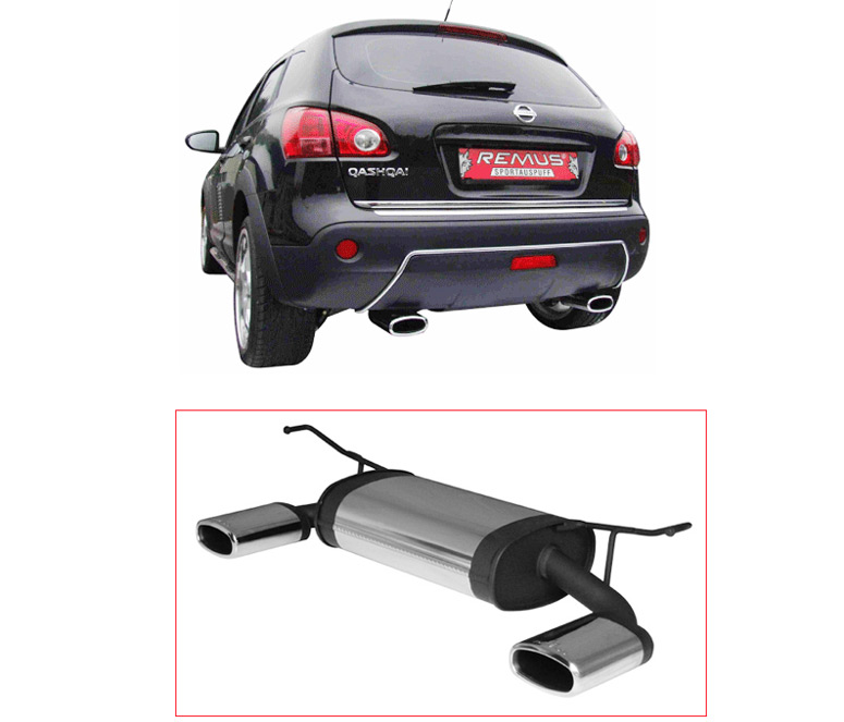 REMUS Sportauspuff / Duplex-ESD für: NISSAN Qashqai - J10, 2WD,4WD / 1.5dCi, 2.0dCi  - 78,110 kW | Endrohre 2x 142x72 mm flachoval