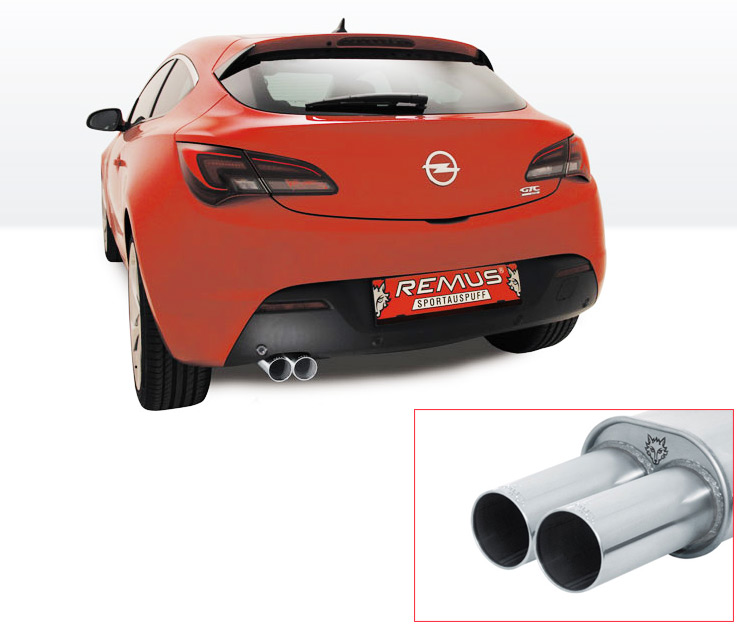 REMUS Sportauspuff / ESD für: OPEL Astra J GTC / 1.4 - 74,88,103 kW | mit Endrohren 2x 76 rund