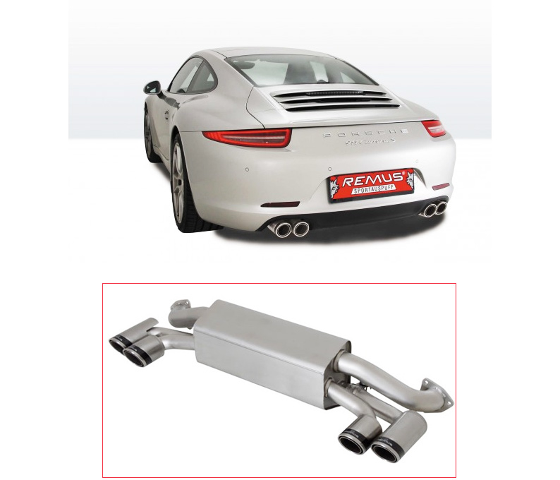 REMUS Sportauspuff / ESD Carbon Race für: PORSCHE Carrera S - 991, 2011- / 3.8 - 294 kW | Endrohre 4x 84 mm - mit Soundklappen / ca. + 7 PS