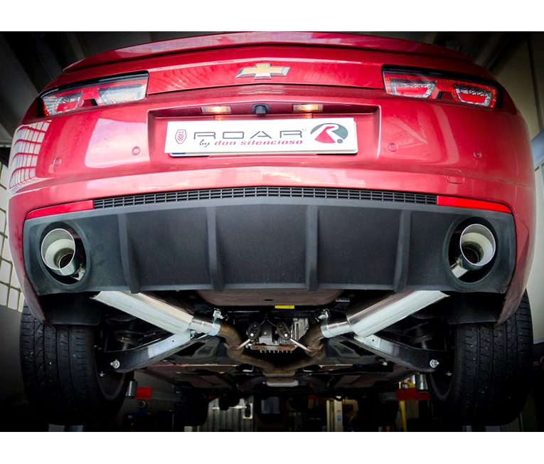 ROAR Sportauspuff Edelstahl / Duplex-ESD für: CHEVROLET Camaro V8 / 2009-13 / 6.2 - 298,318 kW | Standard Endrohr-Typ: Sport Line 85 oder 104 - rund, scharf / viele weitere Endrohre gegen Aufpreis erhältlich / mit CH-Gutachten
