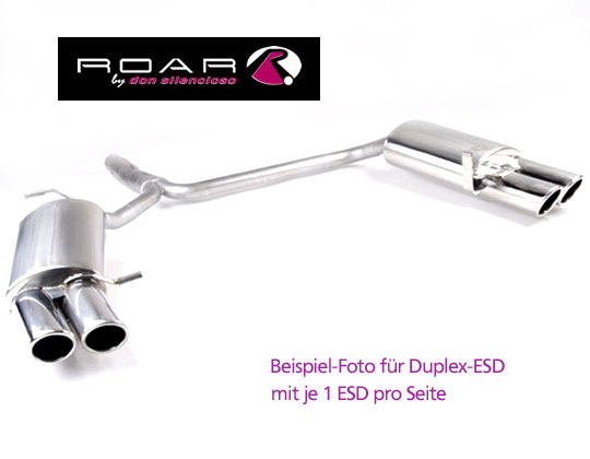 ROAR Sportauspuff Edelstahl / Duplex-ESD für: BMW 645i - E63,E64 / 4.4 - 245 kW | Standard Endrohr-Typ: 4x Sport Line 85 oder 104 - rund, scharf / viele weitere Endrohre gegen Aufpreis erhältlich
