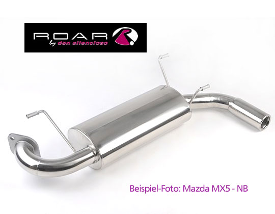 ROAR Sportauspuff Edelstahl / ESD für: MAZDA MX-5 - NB / 1.8 - 107 kW | Standard Endrohr-Typ: 1x Sport Line 85 oder 104 - rund, scharf / viele weitere Endrohre gegen Aufpreis erhältlich