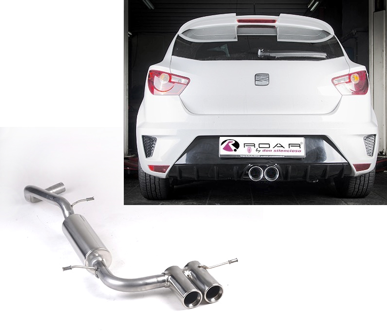 ROAR Sportauspuff Edelstahl / ESD für: SEAT Ibiza Cupra - 6J / 1.4TSI - 132 kW (CAVA) | Endrohr-Typ: 2x Genuina 85 - rund, eingerollt / viele weitere Endrohre gegen anderen Preis erhältlich