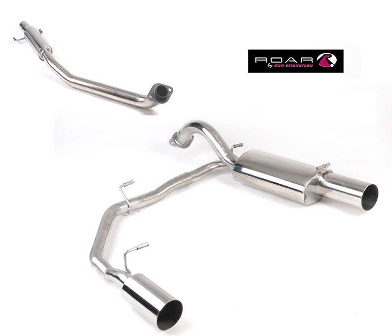 ROAR Sportauspuff Edelstahl / Duplex-Anlage 63.5mm ab Kat. für: TOYOTA Corolla TS Comp - E12 / 1.8 - 165 kW | Standard Endrohr-Typ: Sport Line 104 - rund, scharf