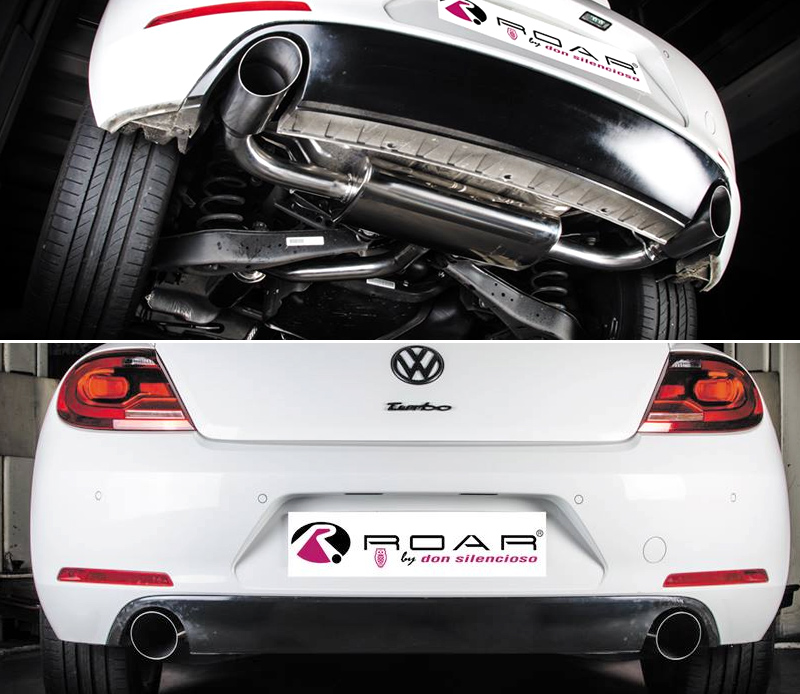 ROAR Sportauspuff Edelstahl / Duplex-ESD für: VW Beetle - 5C / 2.0TSI - 147 kW | Standard Endrohr-Typ: Sport Line 104 - rund, scharf / viele weitere Endrohre gegen Aufpreis erhältlich