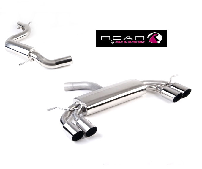 ROAR Sportauspuff Edelstahl / Duplex-Anlage 76mm ab Kat. für: SEAT Leon Cupra, Cupra R / 2.0TSI - 177,195 kW | Standard Endrohr-Typ: 4x Sport Line 85 - rund, scharf / weitere Endrohre gegen Aufpreis erhältlich