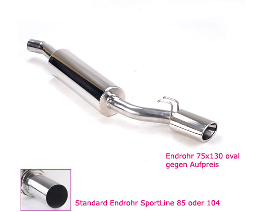 ROAR Sportauspuff Edelstahl / ESD für: ALFA ROMEO 155 V6 2.5 / 1995- / 2.5 - 120 kW | Standard Endrohr-Typ: 1x Sport Line 85 oder 104 - rund, scharf / viele weitere Endrohre gegen Aufpreis erhältlich