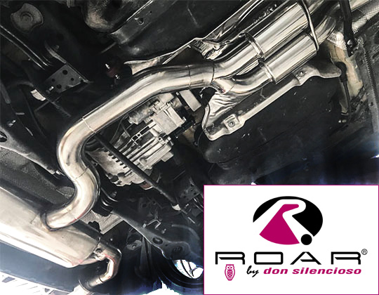 ROAR Sportauspuff Edelstahl / Duplex-Anlage 84mm ab Kat. für: AUDI RS3 - 8V / 2.5TSI - 294 kW |  Endrohr-Typ: 150x105  oval, seitlich abgeschrägt / mit Klappen