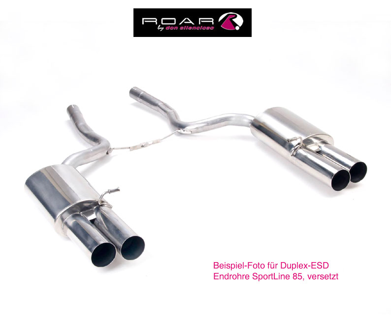 ROAR Sportauspuff Edelstahl / ESD für: BMW 728i - E38 / 1994-01 / 2.8 - 142 kW | Standard Endrohr-Typ: 2x Sport Line 85 oder 104 - rund, scharf / viele weitere Endrohre gegen Aufpreis erhältlich