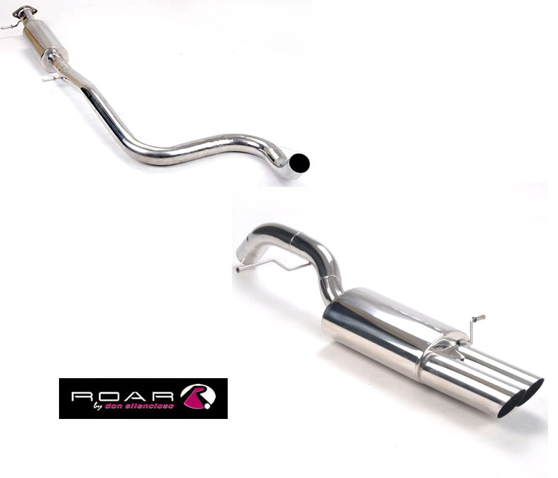ROAR Sportauspuff Edelstahl / Anlage 63,5mm ab Kat. für: FORD Fiesta ST180, ST200 - JA8 / 1.6T - 134,147  kW | Standard Endrohr-Typ: 2x Sport Line 84 - rund, scharf / viele weitere Endrohre gegen Aufpreis erhältlich