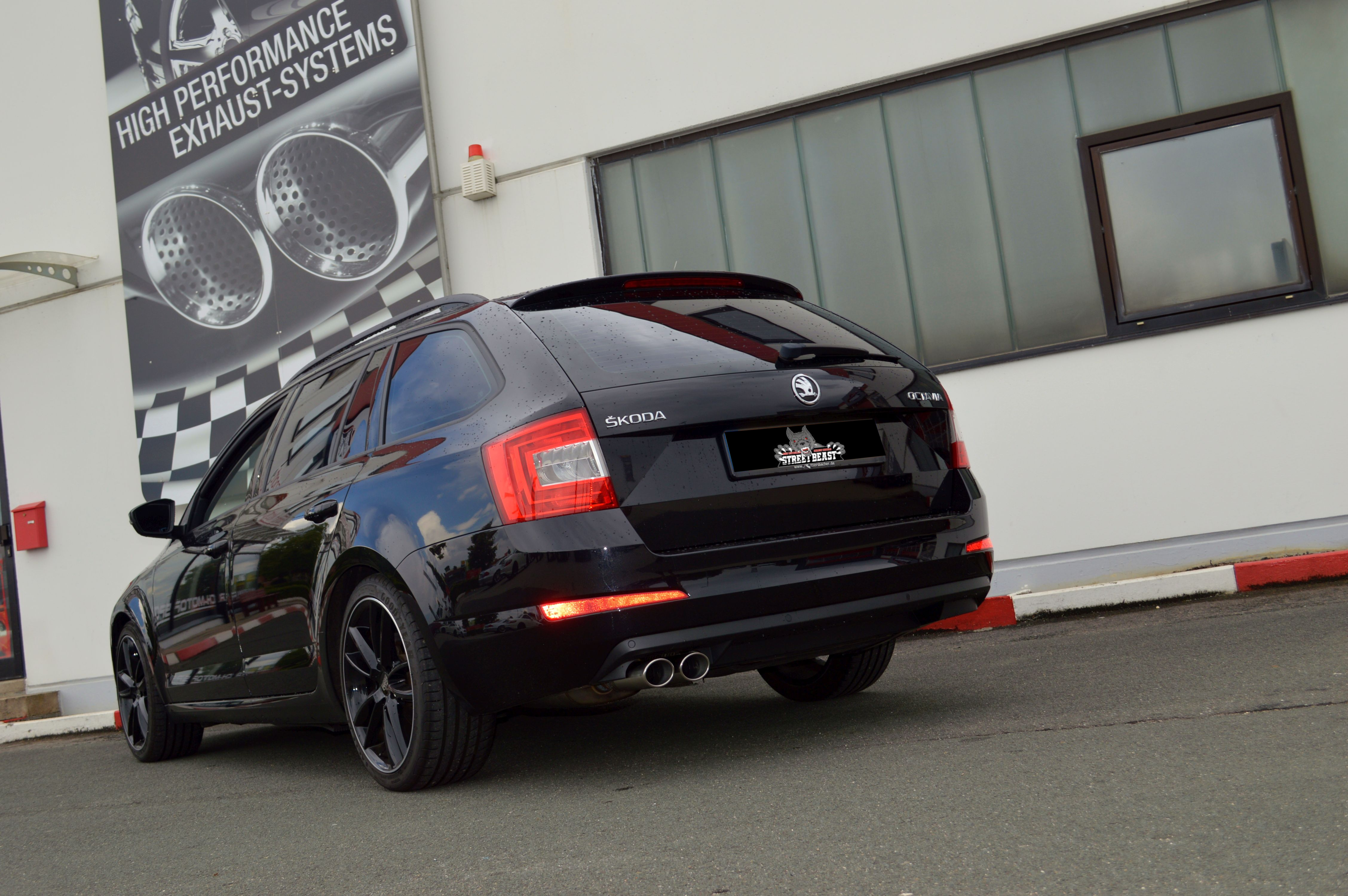 STREET BEAST Klappen-Auspuff / Anlage 76mm ab Kat. für: SKODA Octavia - 5E / 1.8TSI - 132 kW  |  Endrohr-Typen: alle  |  Klappensteuerung mit drive select oder über Handy-APP