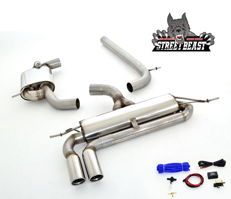 STREET BEAST Klappen-Auspuff / Anlage 76mm ab Kat. für: SEAT Leon ST - 5F / 1.8TSI - 132 kW  |  Endrohr-Typen: alle  |  Klappensteuerung mit drive select oder über Handy-APP