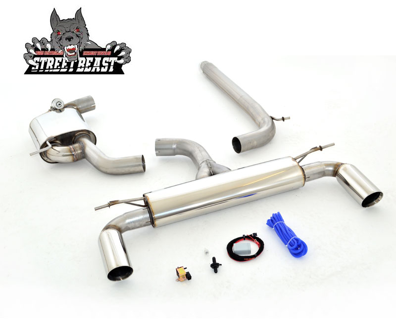 STREET BEAST Klappen-Auspuff / Duplex-Anlage 76mm ab Kat. für: VW Scirocco - 13 / 2.0TSI - 147,155 kW  |  Endrohr-Typen: alle  |  Klappensteuerung mit Handy-APP