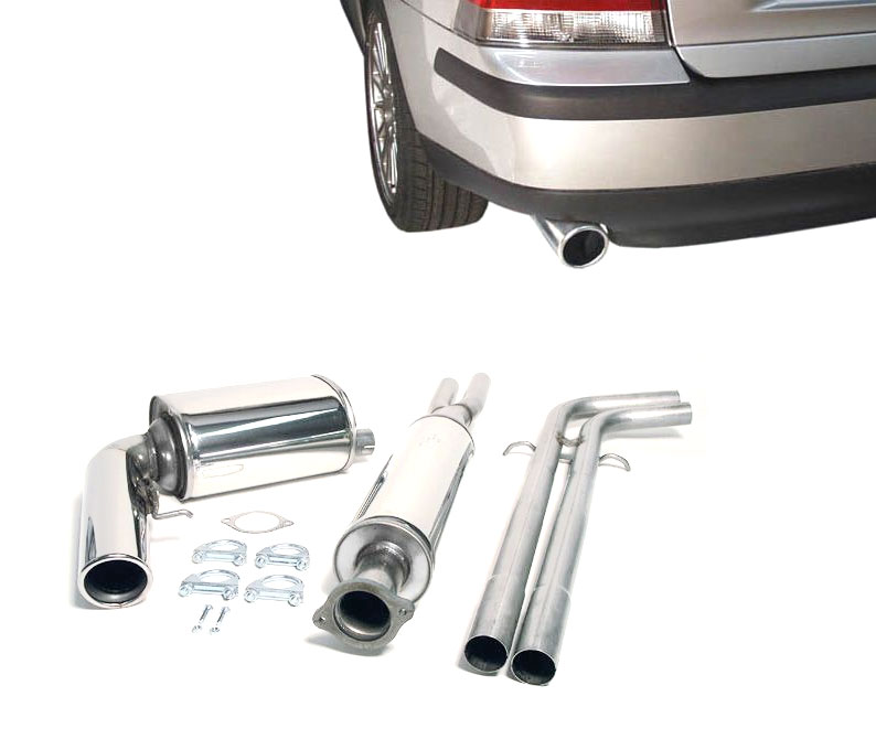 SIMONS Sportauspuff Edelstahl / Anlage 63,5mm/2x 51mm ab Kat. für: VOLVO S60 2WD  / 2001- / 2.0T,2.4,2.5T,T5,2.4D,D5 / -154 kW | Endrohr: 100 rund