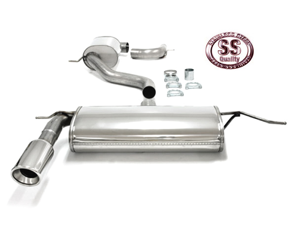 SIMONS Sportauspuff Edelstahl / Anlage 76mm ab Kat. für: AUDI A3 - 8P / 1.4TFSI, 2.0TFSI - 92,147 kW | Endrohr: 100 rund, schräg