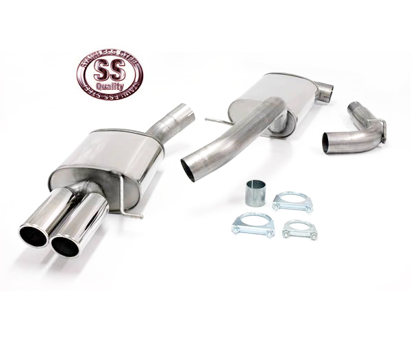 SIMONS Sportauspuff Edelstahl / Anlage 76mm ab Kat. für: VW Passat - 3C,B6 / 1.8TSI,2.0TFSI | Endrohr: 2x 80 rund, schräg