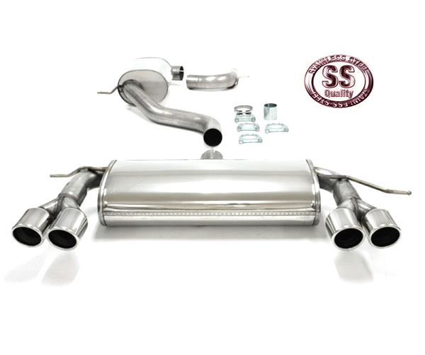 SIMONS Sportauspuff Edelstahl / Duplex-Anlage 76mm ab Kat. für: VW Scirocco - 13 / 1.4TSI, 2.0TSI / 90,118,147,155 kW | Endrohr: 4x 80 rund, schräg