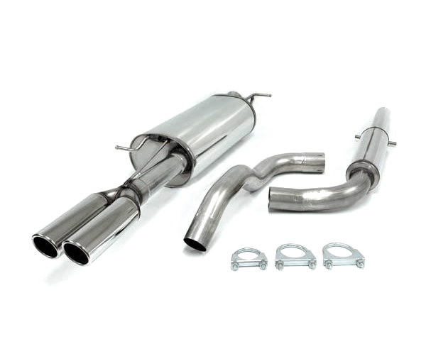 SIMONS Sportauspuff Edelstahl / Anlage 63,5mm ab Kat. für: SKODA Octavia RS - 1U / 1.8T - 132 kW | Endrohr: 2x 70 rund, schräg