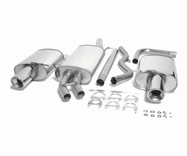 SIMONS Sportauspuff Edelstahl / Duplex-Anlage 63,5mm ab Kat. für: AUDI A4 - B7,8E,8H / 1.8T,2.0TFSI - 110,120 kW | Endrohr: 100 rund, schräg