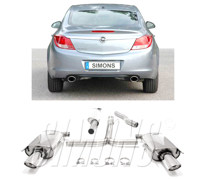 SIMONS Sportauspuff Edelstahl / Duplex-Anlage 76mm ab Kat. für: OPEL Insignia Lim. 4x4 / 1.6T, 2.0T, 2.8T / 132,162,184,191 kW | Endrohr: 2x 90x120 oval, schräg