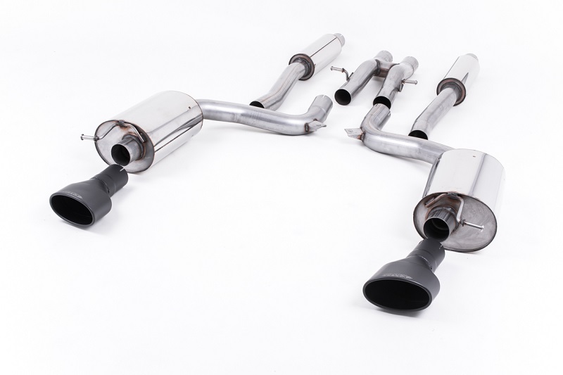MILLTEK Sportauspuff / Duplex-Anlage 2x 70mm ab Kat. für: AUDI RS6 V10 Bi-Turbo - 4F | Endrohre 150x95 oval, matt schwarz