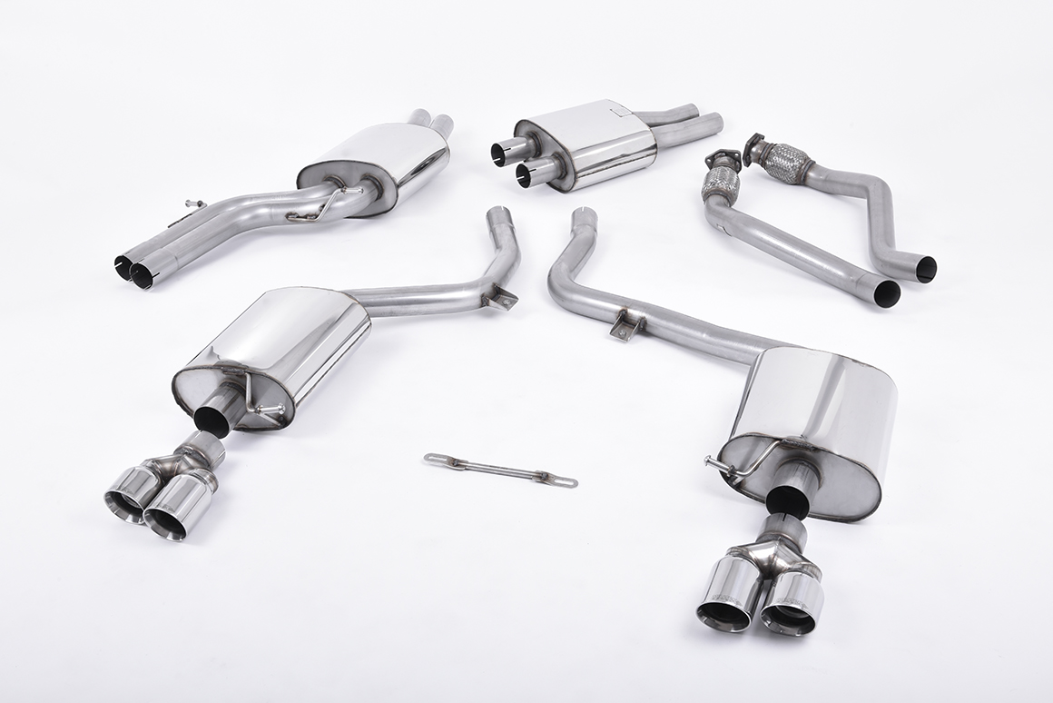 MILLTEK Sportauspuff / Duplex-Anlage 2x 60 mm ab Kat. für: AUDI S4 - B8 / -11.2011 / 3.0TFSI - 245 kW | Endrohre 4x 80 rund