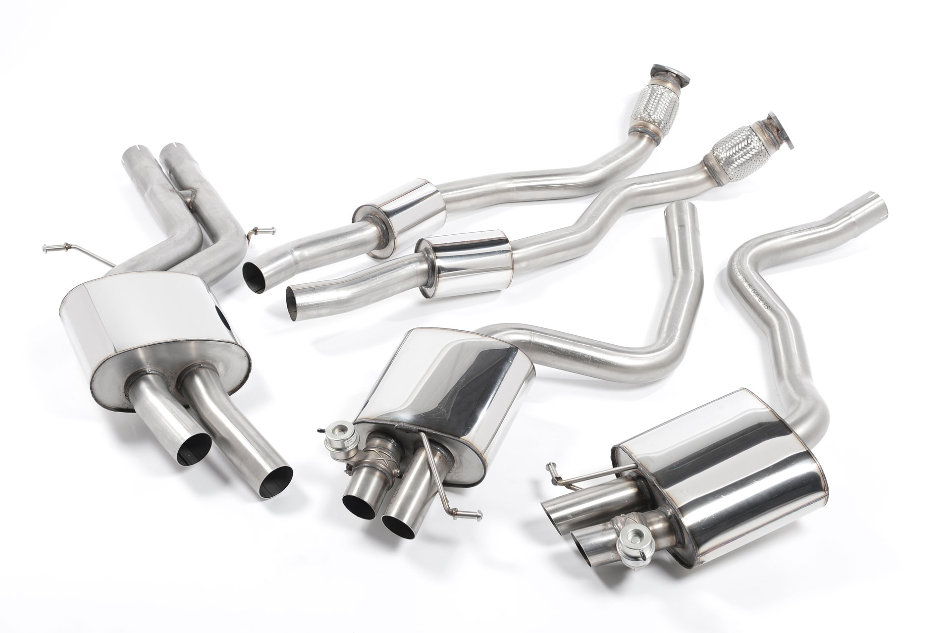 MILLTEK Sportauspuff / Duplex-Anlage 2x 60 mm ab Kat. für: AUDI RS5 Coupé V8 / 331 kW | ESD mit Klappensteuerung / ohne Endrohre, Optik gleich wie original