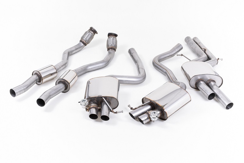 MILLTEK Sportauspuff / Duplex-Anlage 2x 60 mm ab Kat. für: AUDI RS4 4.2FSI - B8 | ESD mit Klappensteuerung / ohne Endrohre, gleich wie original
