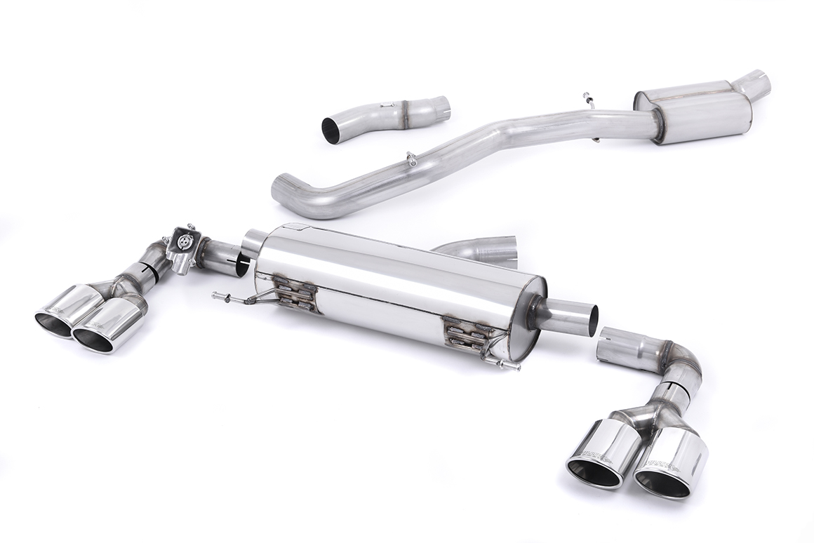 MILLTEK Sportauspuff / Duplex-Anlage 76mm ab Kat. für: AUDI S1 - 8X / 2.0TFSI - 170 kW | Endrohre GT 4x oval, schräg - verchromt / ESD mit Klappe