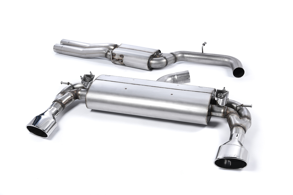 MILLTEK Sportauspuff / Duplex-Anlage 76mm ab Kat. für: AUDI RS3 Sportback - 8V / 2.5TSI - 270 kW  |  Endrohre 2x 150x95 oval- verchromt / mit Klappen, HollowTek Technology