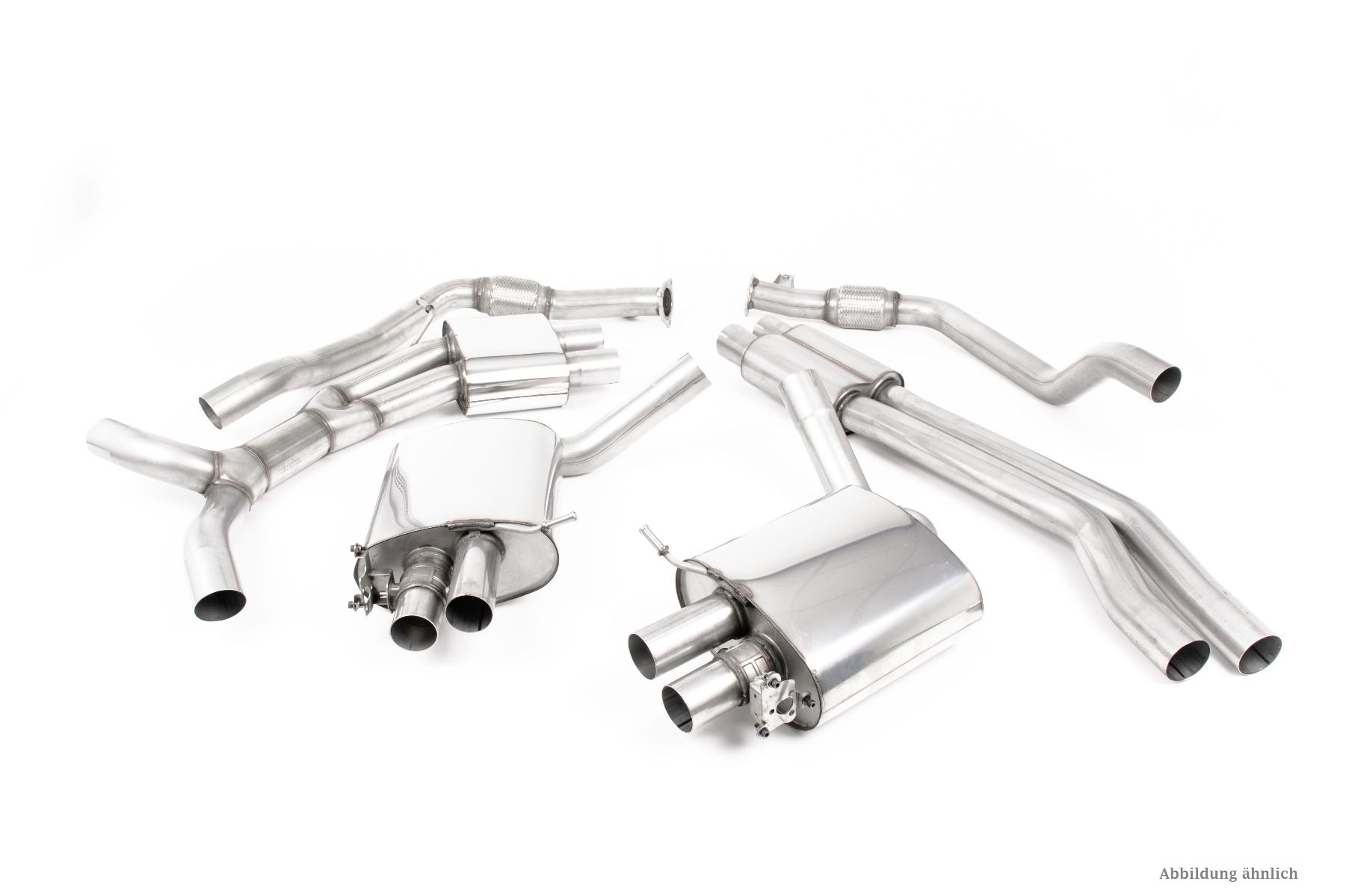 MILLTEK Sportauspuff / Duplex-Anlage 2x 70mm ab Kat./OPF für: AUDI RS5 Sportback - B9 / 2.9TFSI - 331 kW, mit OPF | 2-flutig mit MSD - Endrohr: 2x 170x107 oval - Schwarz matt