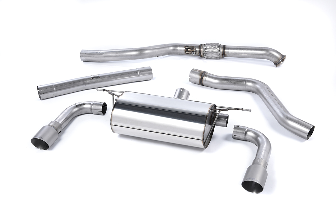 MILLTEK Sportauspuff / Duplex-Anlage 76mm ab Kat. für: BMW M235i - F22 / 3.0T - 240 kW | Endrohre GT 90 rund, schräg, TITAN matt