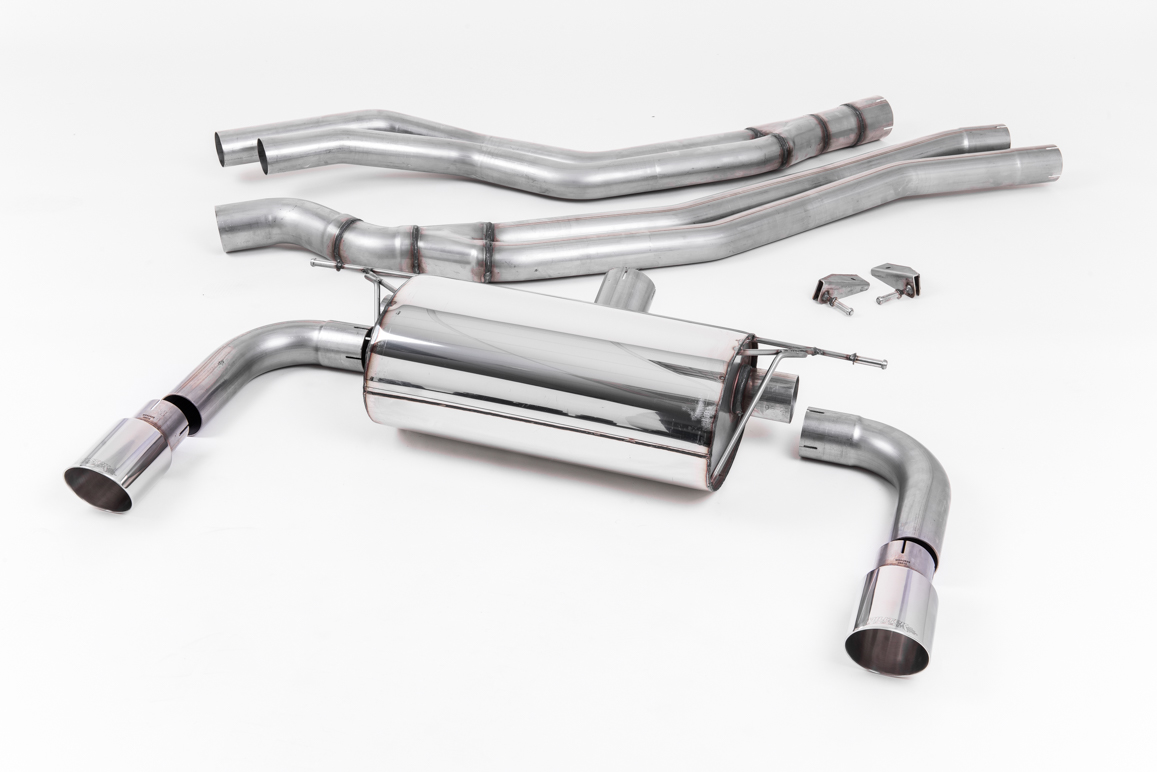 MILLTEK Sportauspuff / Duplex-Anlage 66.5mm ab Kat. für: BMW M240i, M240ix - F22 / 3.0T - 250 kW, ohne OPF |  mit Endrohren 2x GT90 - poliert